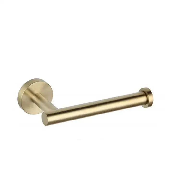 Modern brushed gold bathroom accessory set with towel rack