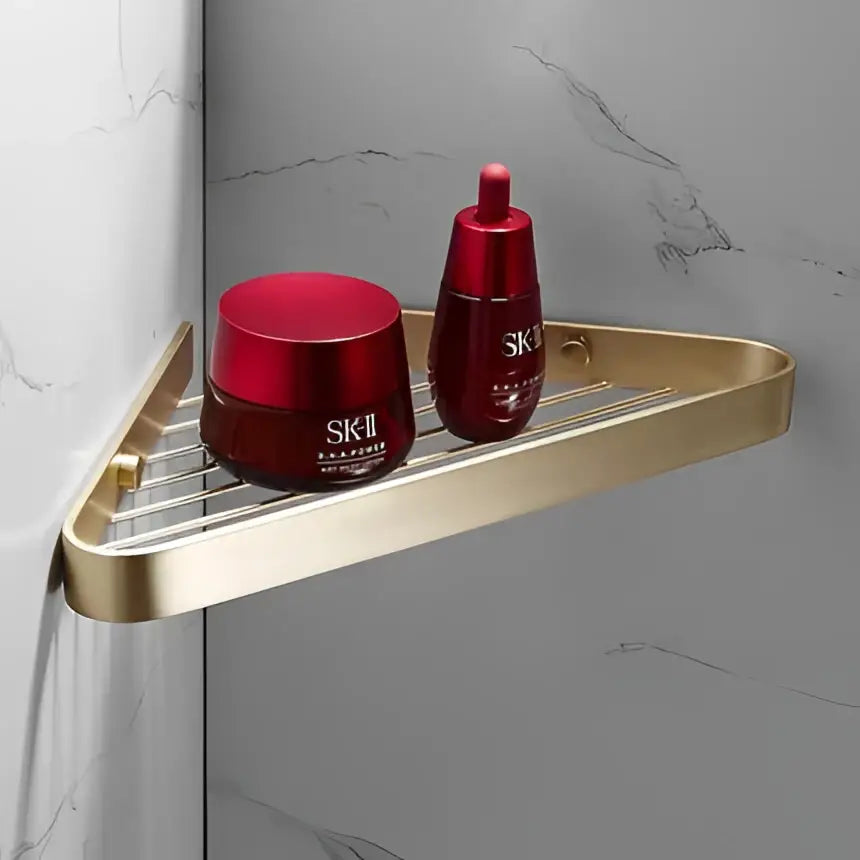 Modern brushed gold bathroom hardware set with towel rack