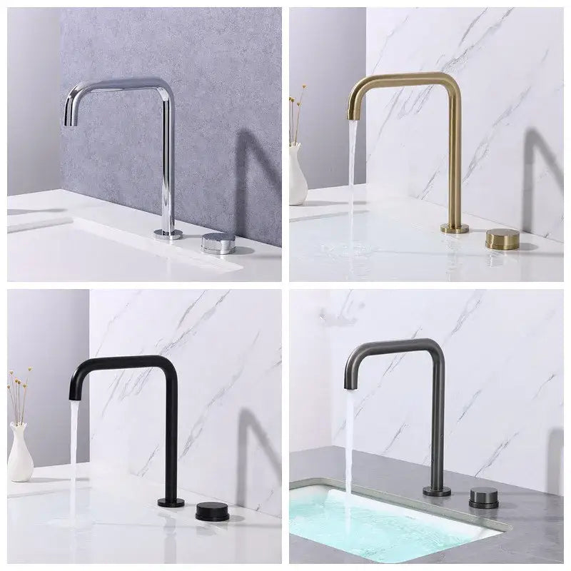 Modern brushed gold & black basin faucet kitchen rotating tap
