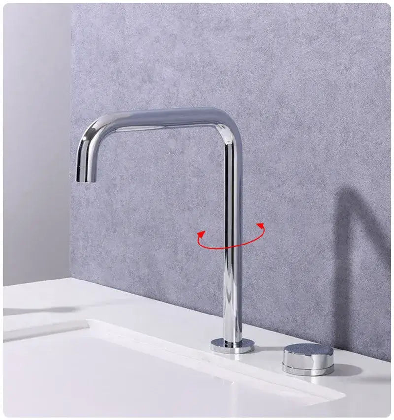Modern brushed gold & black basin faucet kitchen rotating tap