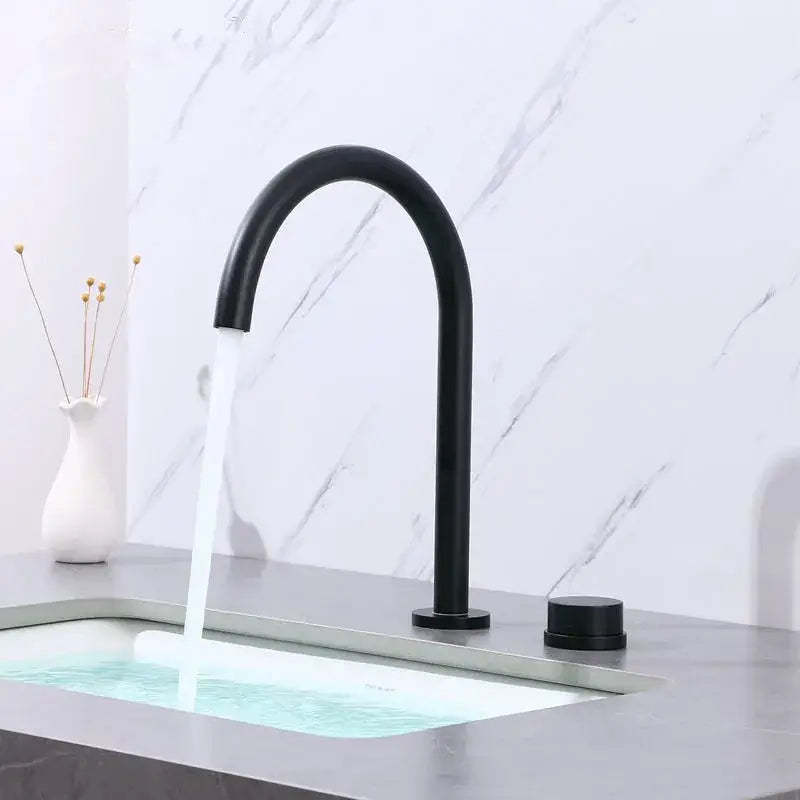 Modern brushed gold & black basin faucet kitchen sink tap