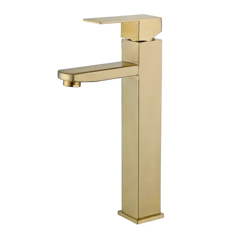 Modern brushed gold & black rectangular basin tap bathroom sink mixer