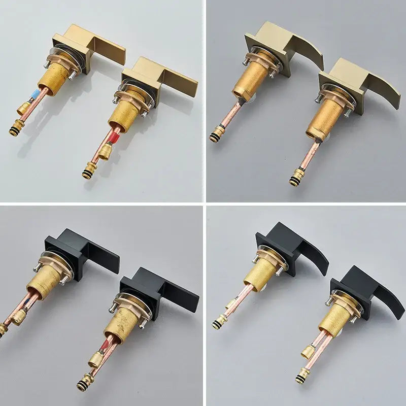 Modern brushed gold dual handle waterfall faucet bathroom sink tap