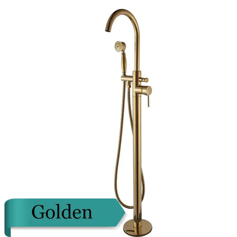 Modern brushed gold freestanding bathtub faucet bathroom handshower