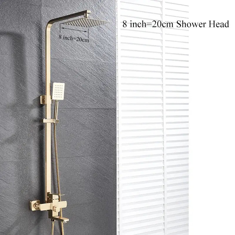 Modern brushed gold rain shower set bathroom mixer with handheld spray