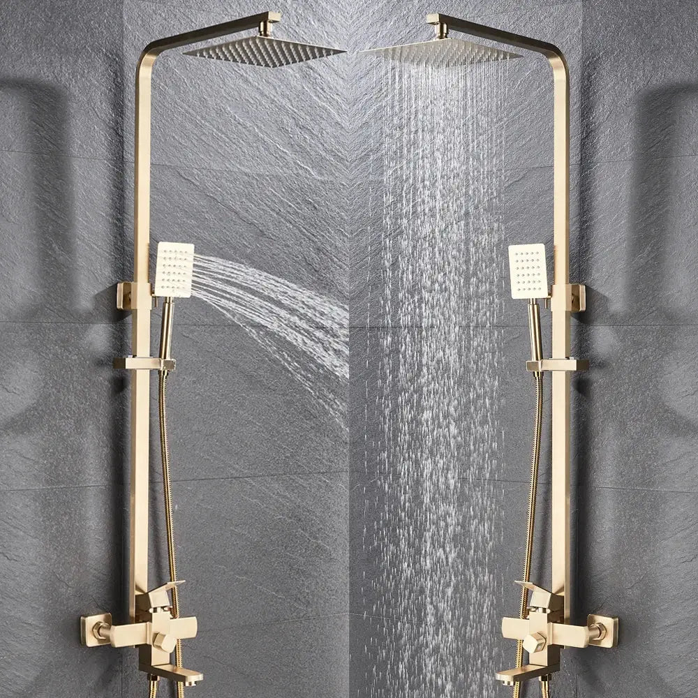 Modern brushed gold rain shower set bathroom mixer with handheld spray