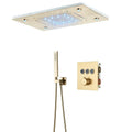 Modern brushed gold rainfall shower set with led bathroom faucet