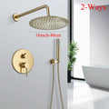 Modern brushed gold shower faucet system with rainfall head for bathroom