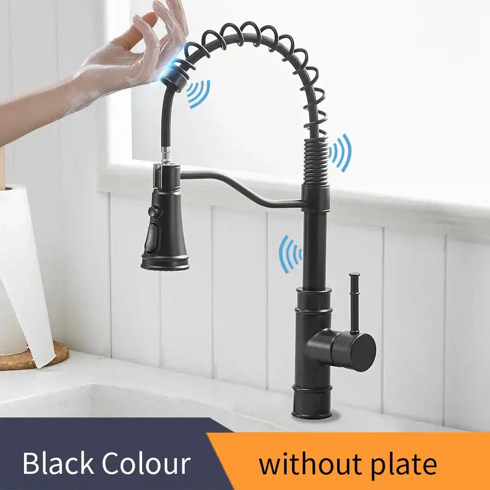 Modern brushed gold smart sensor kitchen faucet dual outlet
