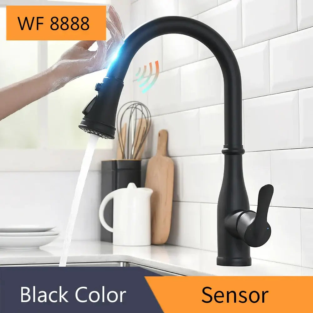 Modern brushed gold smart sensor kitchen faucet dual outlet