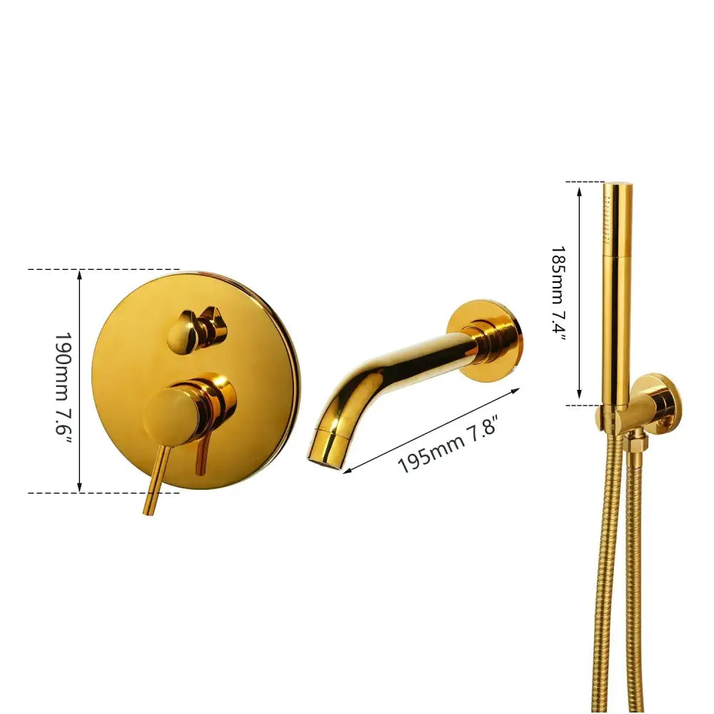 Modern brushed gold tub faucet with handheld shower bathroom mixer