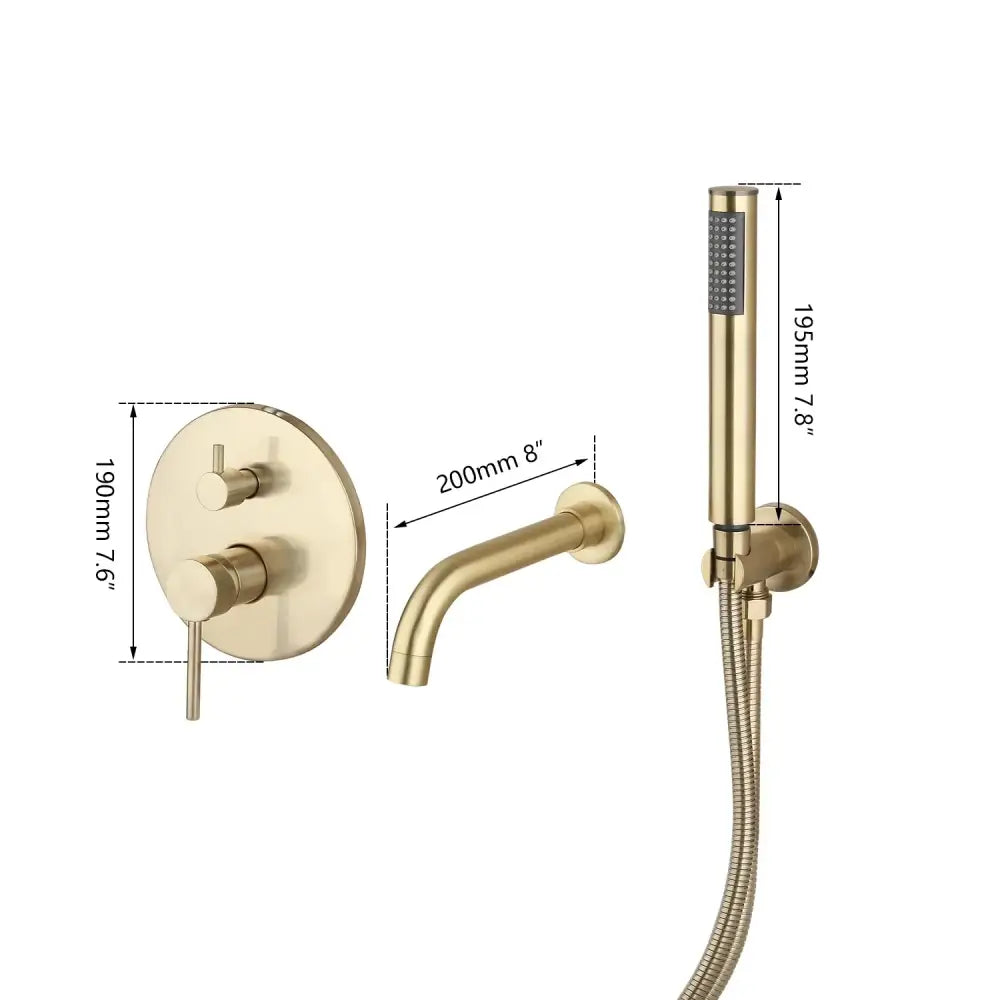 Modern brushed gold tub faucet with handheld shower bathroom mixer