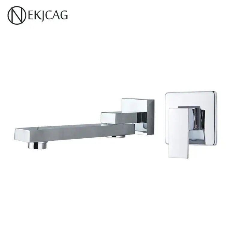 Modern brushed gold wall mounted basin faucet bathroom mixer rotating spout