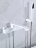 Modern brushed gold wall mounted waterfall bathtub set with handheld
