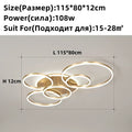 Modern brushed golden led ceiling chandelier for living room rings