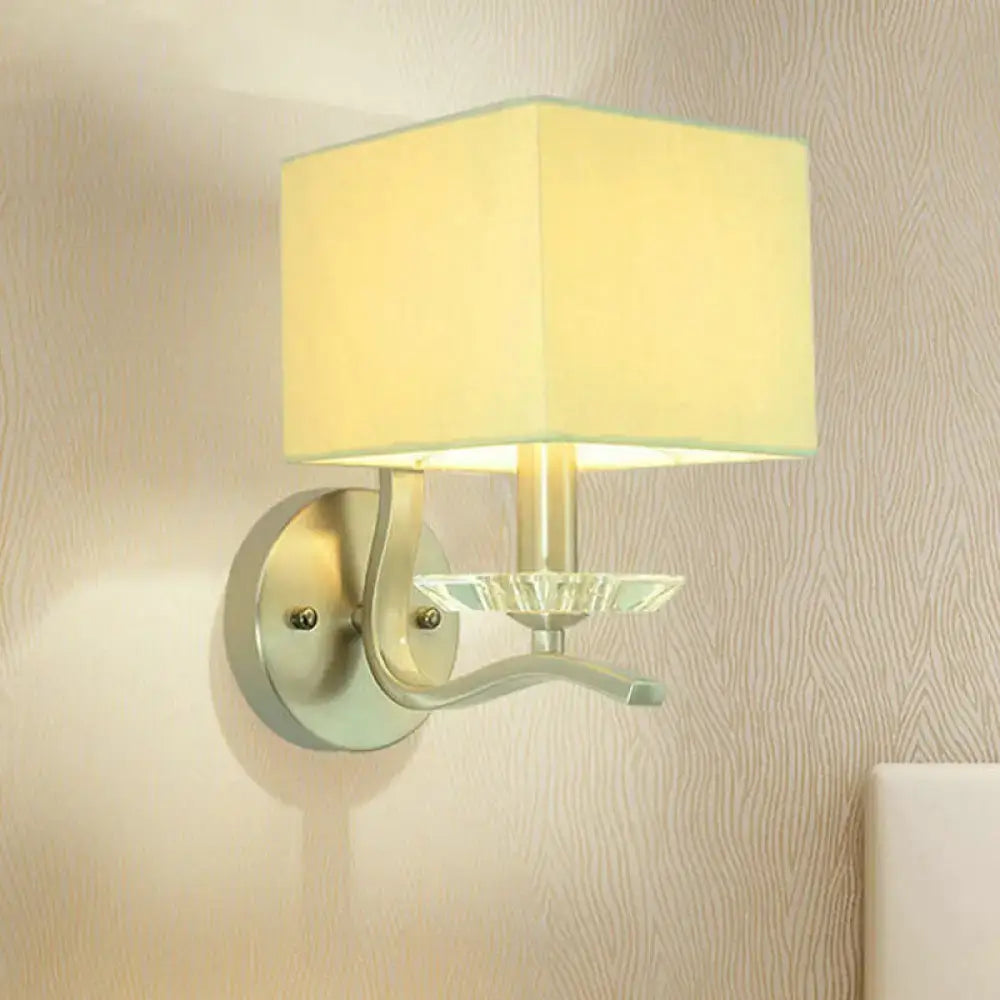 Modern brushed nickel bedside wall lamp with crystal – bedroom cube