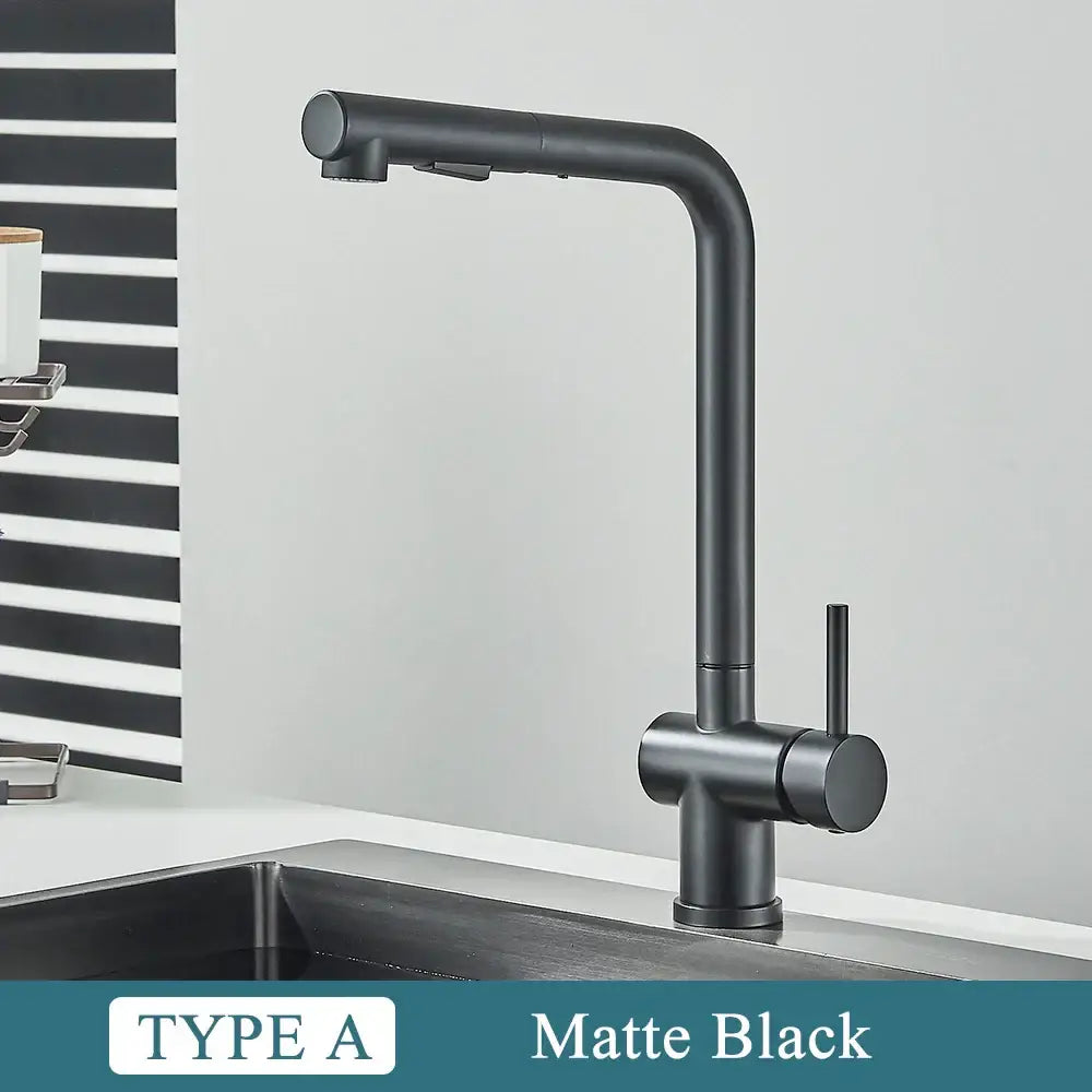 Modern brushed nickel kitchen faucet with dual spray nozzle