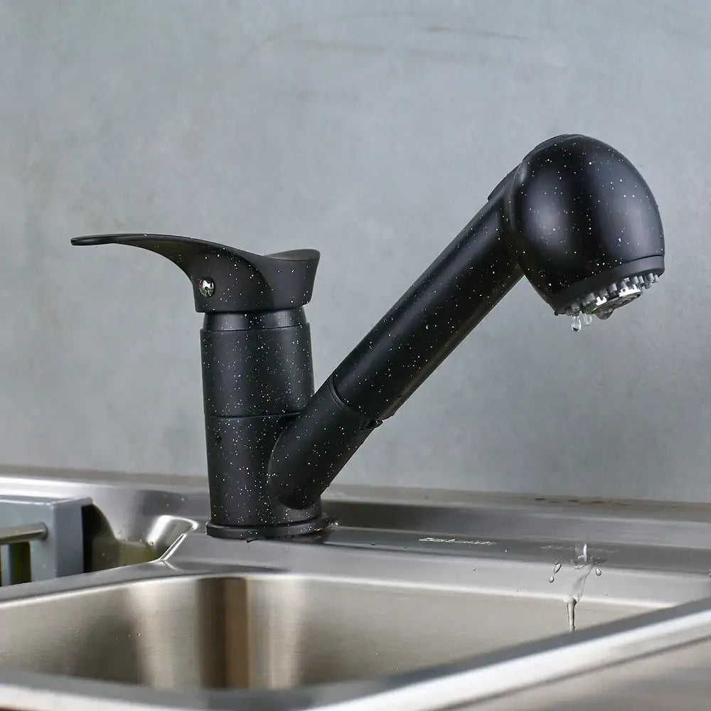 Modern brushed nickel pull down kitchen faucet with single lever handle