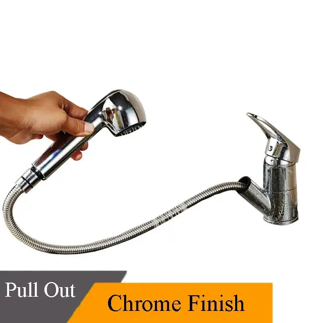 Modern brushed nickel pull down kitchen faucet with single lever handle