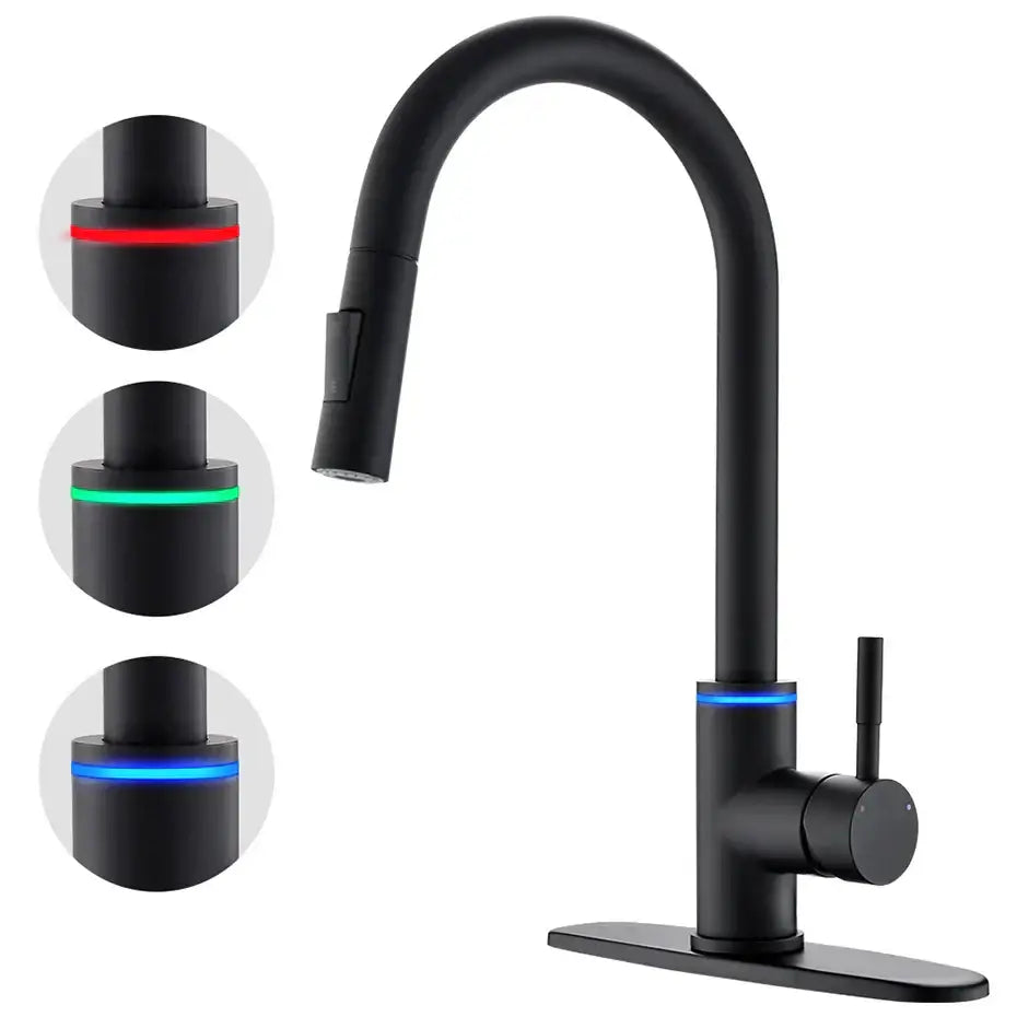 Modern brushed nickel pull out kitchen faucet