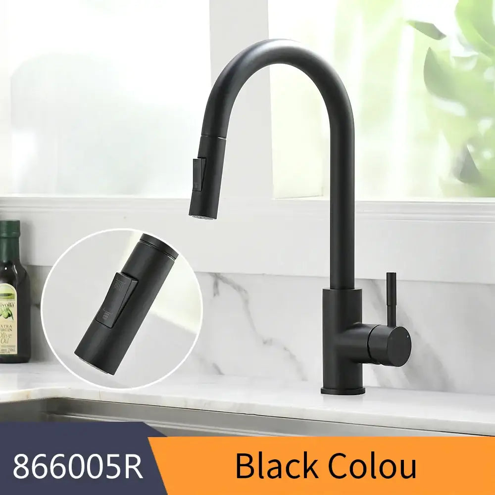 Modern brushed nickel pull out kitchen faucet