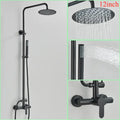 Modern brushed nickel rainfall shower system with handheld bathroom spray