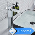 Modern brushed nickel single lever waterfall basin faucet bathroom