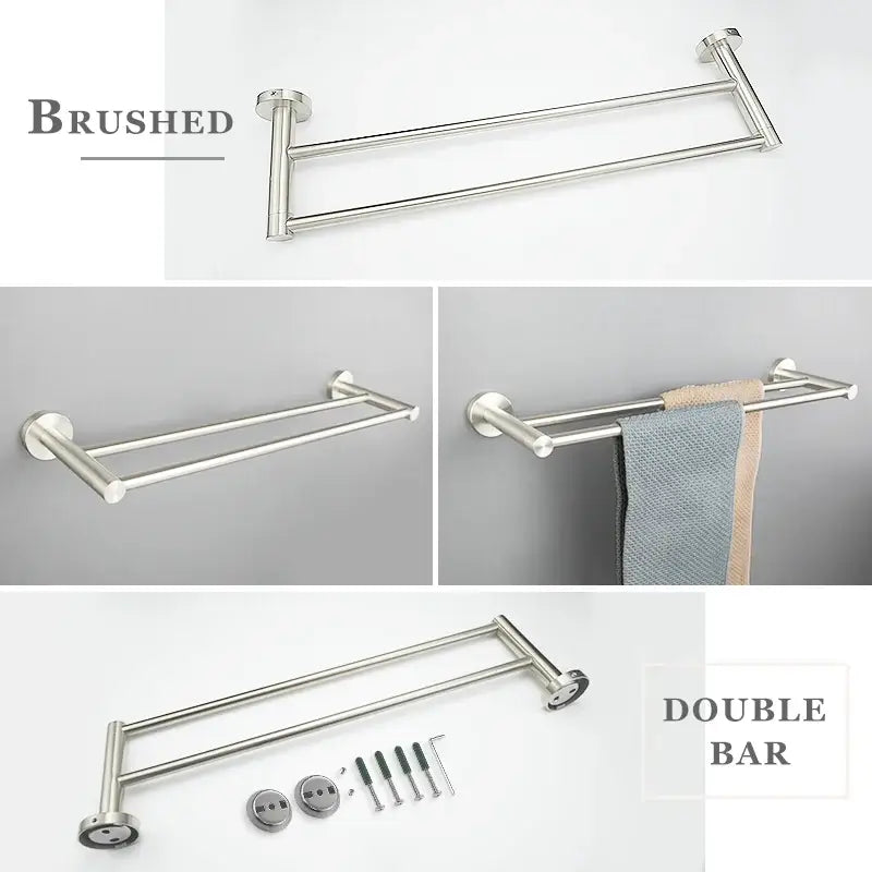 Modern brushed nickel stainless steel hardware set bathroom towel bar