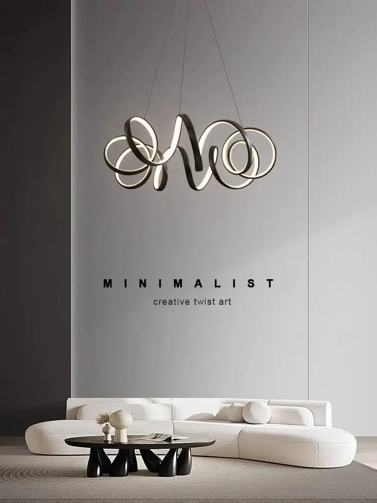 Modern brushed silver creative twisted led chandelier living room