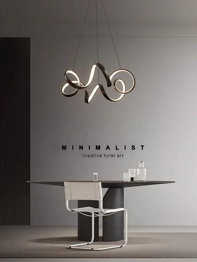 Modern brushed silver creative twisted led chandelier living room