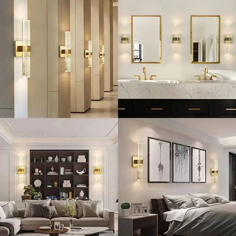 Modern bubble crystal led wall sconces for bathroom mirrors