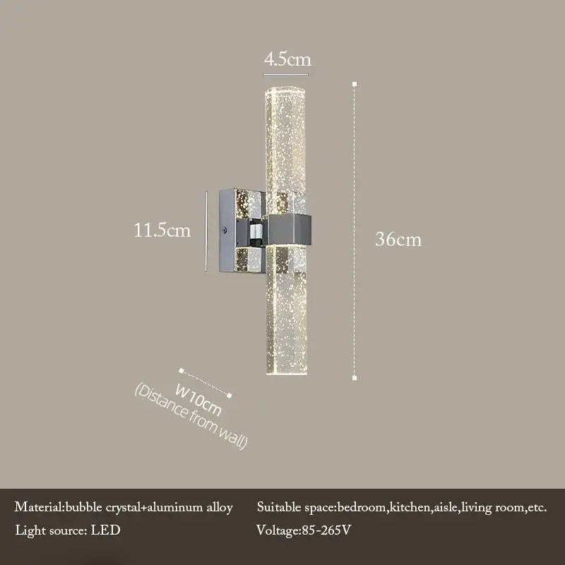 Modern bubble crystal led wall sconces for bathroom mirrors