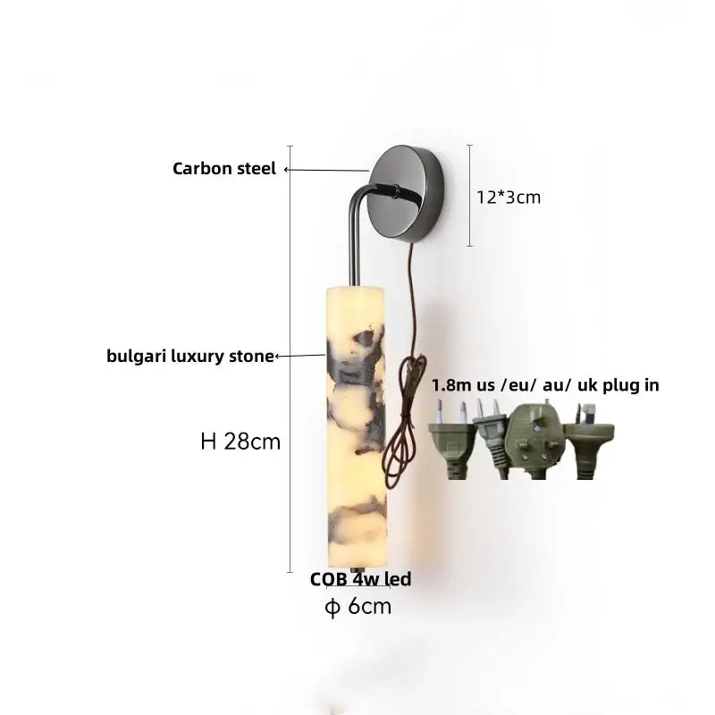 Modern bulgari stone led wall lights bedroom alabaster sconces