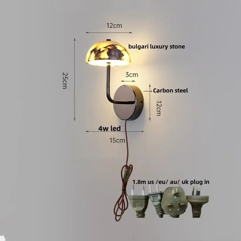 Modern bulgari stone led wall lights bedroom alabaster sconces