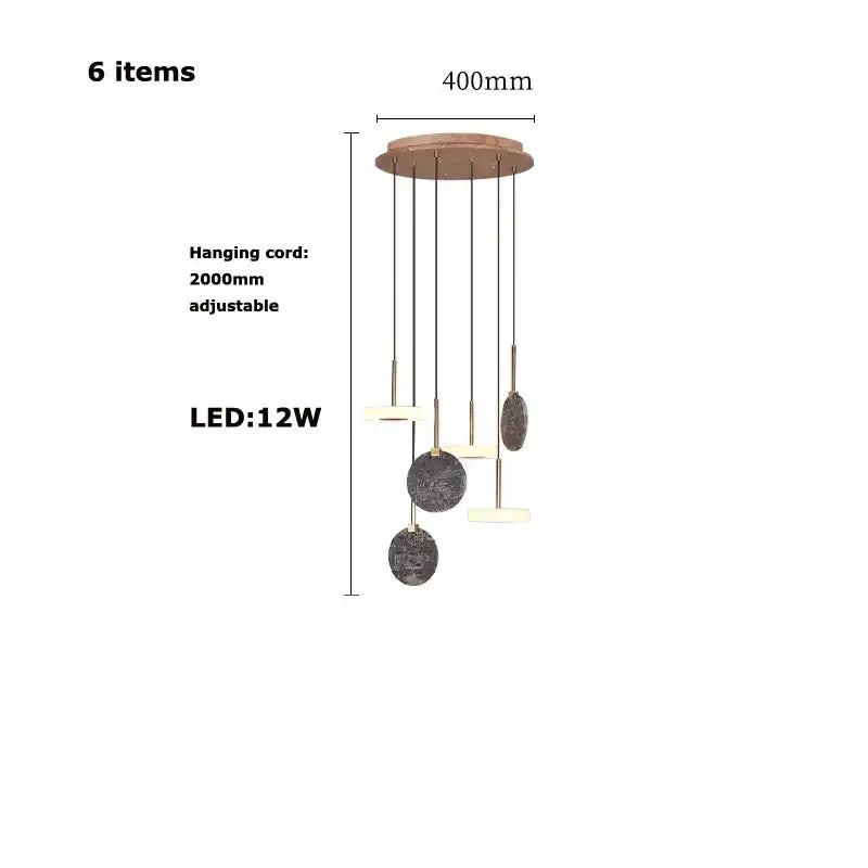 Modern burlywood marble led ceiling chandelier for living room