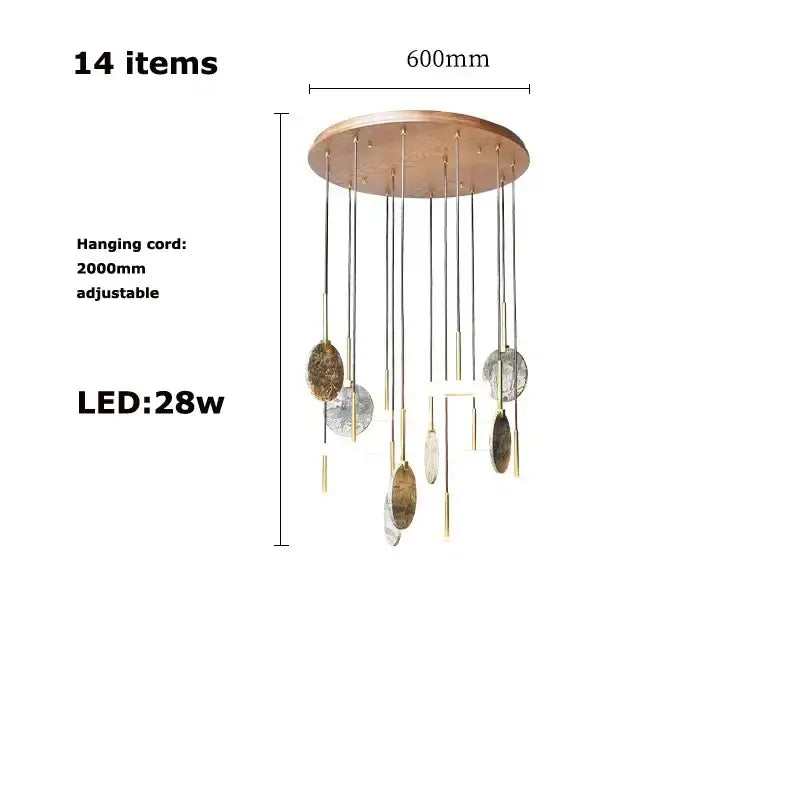 Modern burlywood marble led ceiling chandelier for living room