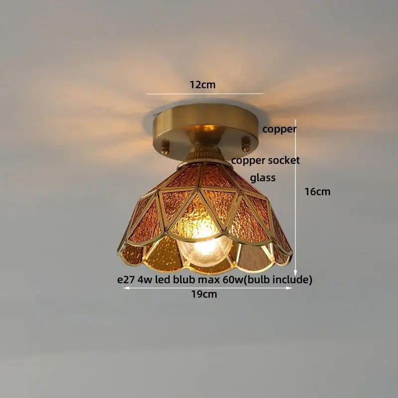 Modern butterfly glass tiffany ceiling light bedroom brass lamp