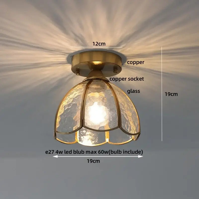 Modern butterfly glass tiffany ceiling light bedroom brass lamp