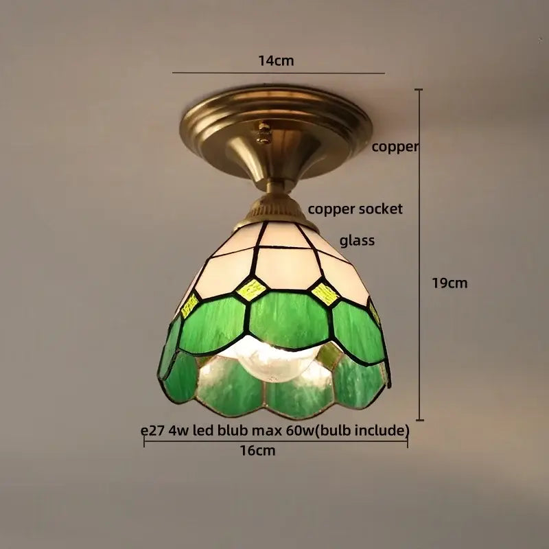 Modern butterfly glass tiffany ceiling light bedroom brass lamp