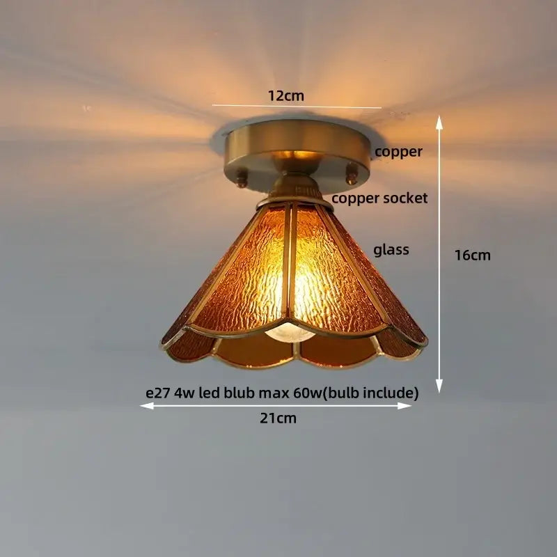 Modern butterfly glass tiffany ceiling light bedroom brass lamp