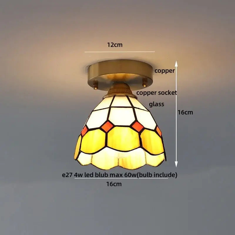 Modern butterfly glass tiffany ceiling light bedroom brass lamp