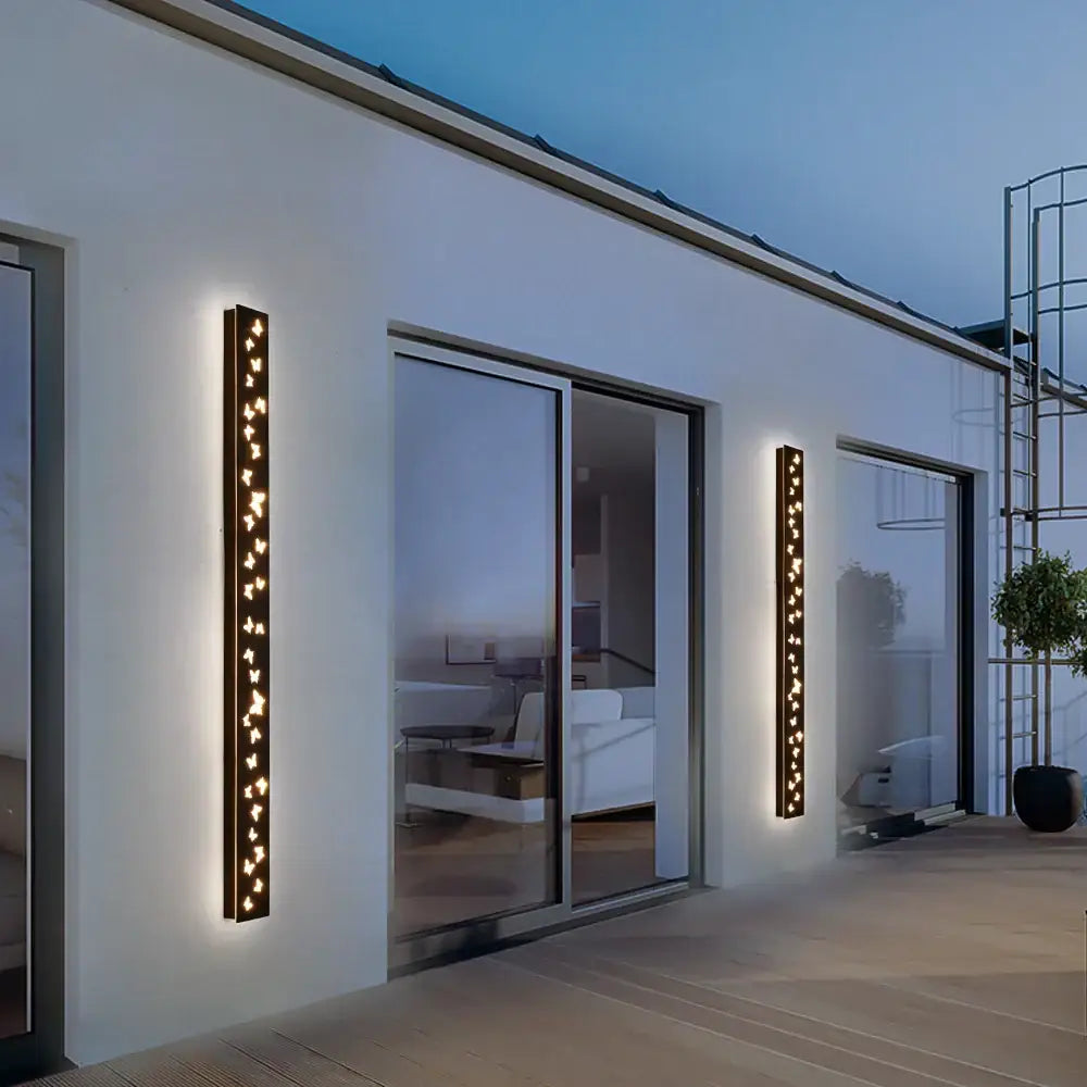 Modern butterfly pattern led outdoor wall sconce black yard light