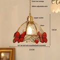 Modern butterfly pink led pendant lamp bedroom stained glass decor