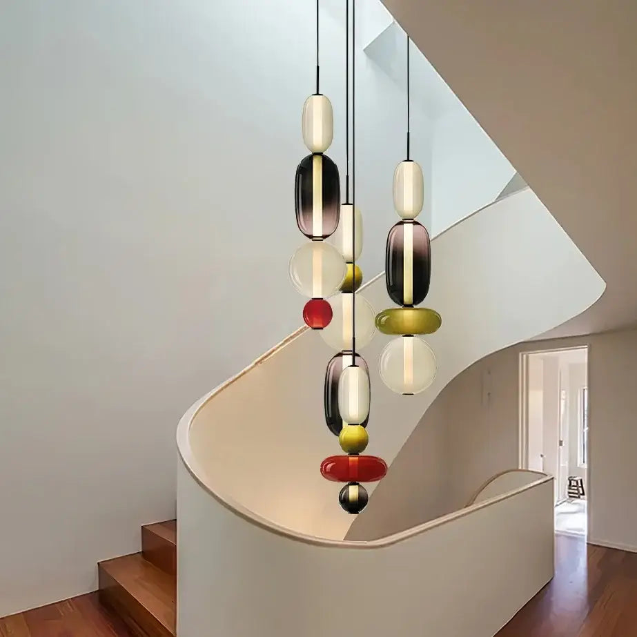 Modern candy glass ceiling hanging chandelier for loft living room