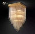 Modern cascada led glass chandelier gold square dining room light