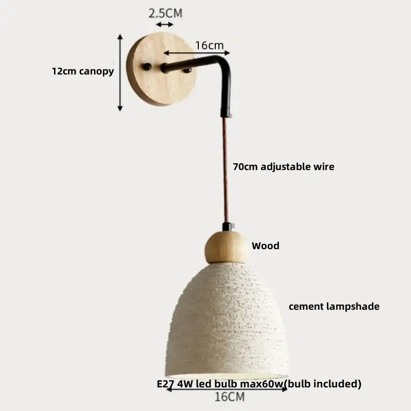 Modern ceramic bell wall lamp with pull chain switch bedroom light