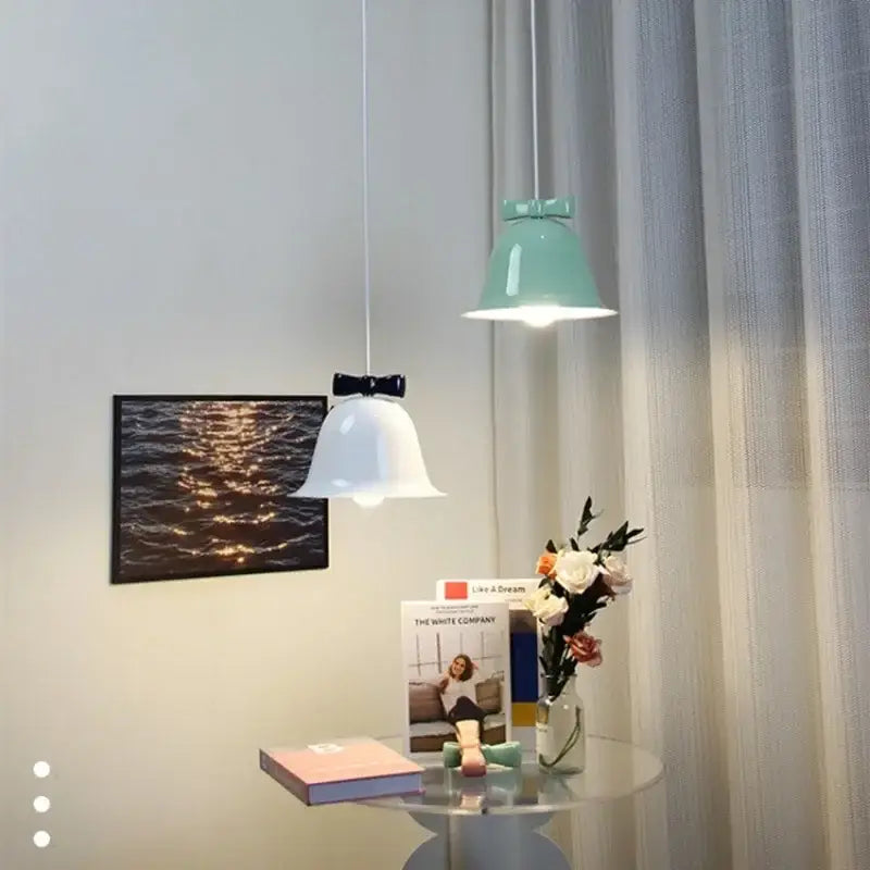 Modern ceramic bowknot bell led lighting fixture for dining room