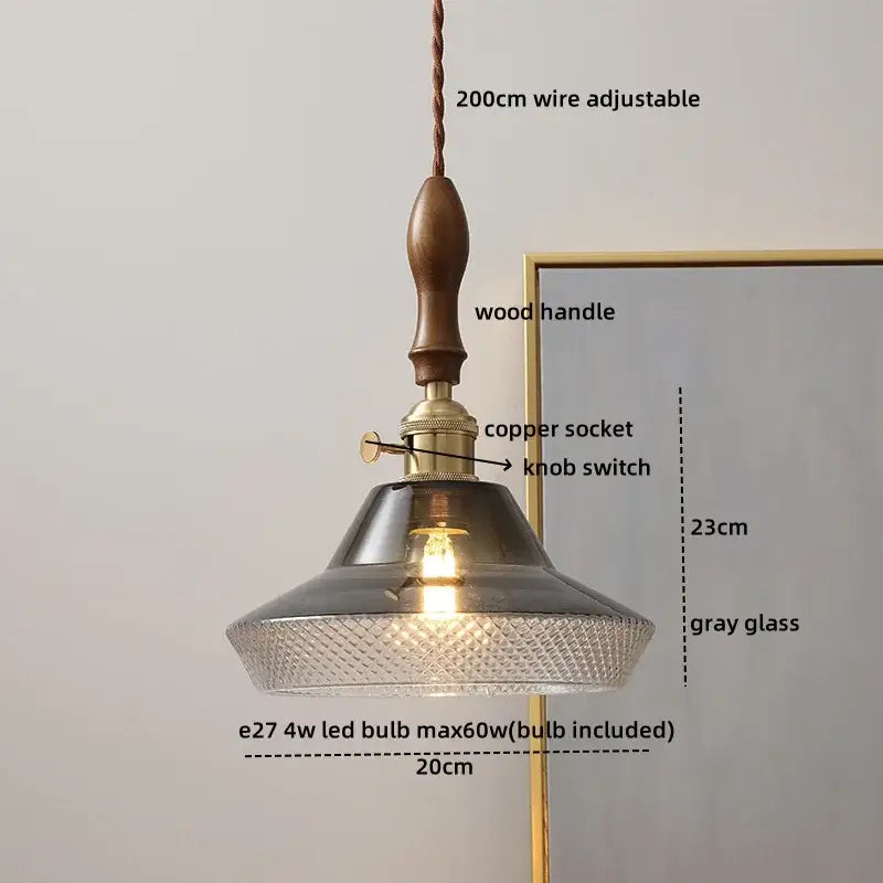Modern ceramic led pendant light off-white and wood dining room