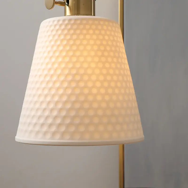 Modern ceramic led pendant light off-white and wood dining room