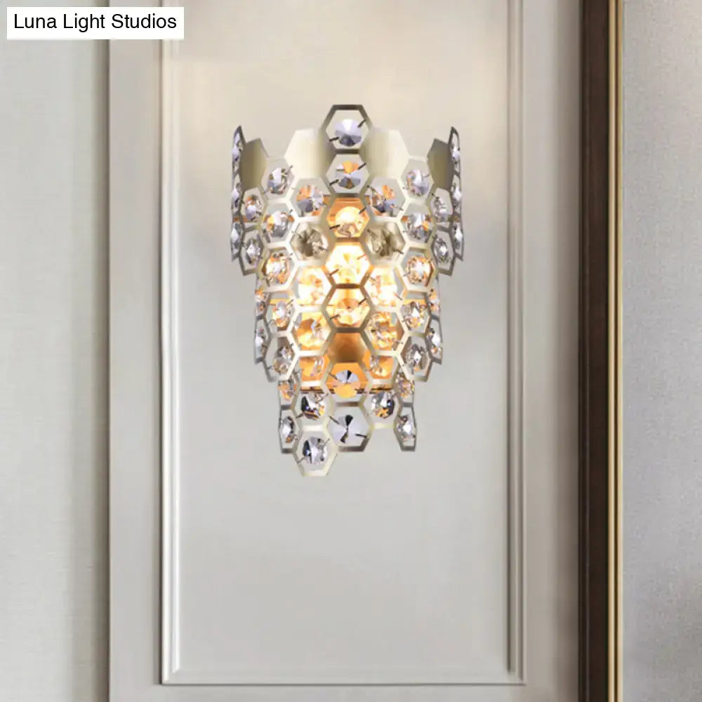 Modern champagne hexagon crystal wall sconce bedroom e12 light